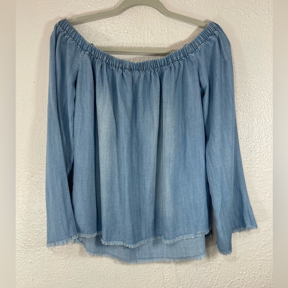 Cloth & Stone Anthropologie Chambray Off The Shoulder Top Women’s Sm Bohemian
